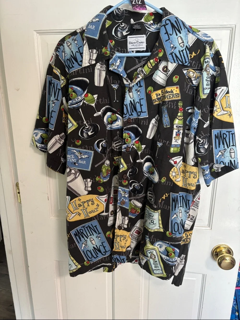 David Carey Black Martini Lounge Print Short-Sleeve Shirt